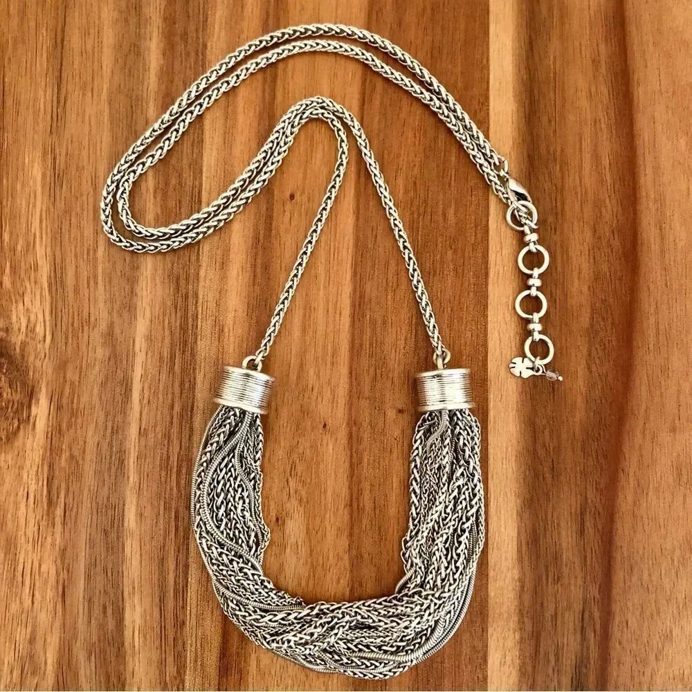 Lucky Brand | Silver Tone Multi Chain Pendant Necklace | 34” Adjustable